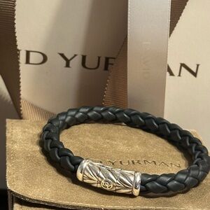 David Yurman Black and Silver Braided Bracelet